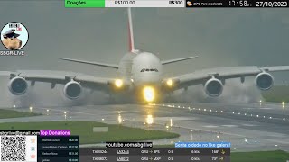 A380 DA EMIRATES SECOU A PISTA DE GUARULHOS [upl. by Marder]