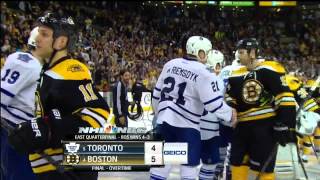 Patrice Bergeron OT goal 54 handshakes May 13 2013 Toronto Maple Leafs vs Boston Bruins NHL [upl. by Lehsreh968]