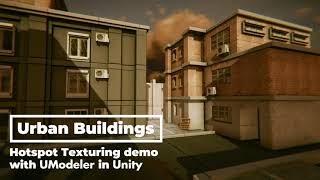 Hotspot Texturing demo of UModeler in Unity  Urban Buildings [upl. by Loziram]