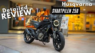 2023 Husqvarna Svartpilen 250  Detailed Walkaround Review  OnRoad Price  Features amp Exhaust🔥 [upl. by Eilrahs]