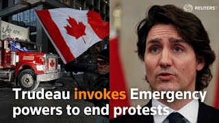 Canadas Trudeau invokes emergency powers to quell protests [upl. by Peace]