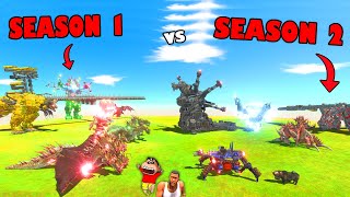 SEASON 1 VS SEASON 2 in Animal Revolt Battle Simulator with SHINCHAN and CHOP  THOR HYDRA MECHA [upl. by Attolrac770]