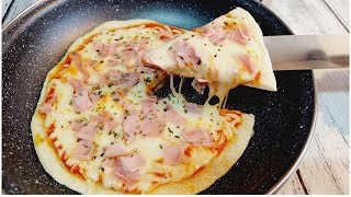 Como hacer pizza en sartén casera sin hornoEN 10 MINUTOS Fácil y rápida [upl. by Laveen]