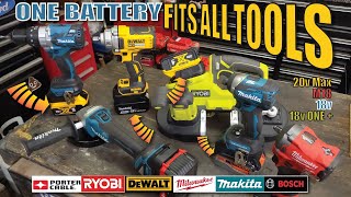 Use any brand battery in any power tool 18v20v DEWALT MILWAUKEE MAKITA PORTER CABLE BOSCH adapters [upl. by Alenairam]