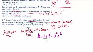 Cinética química 11resolvendo exercícios cinética de primeira ordem tempo de meiavida [upl. by Jacinta]