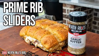 Easy and Cheesy Prime Rib Sliders with Crispy Onions  Heath Riles BBQ [upl. by Skerl]