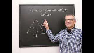 Aufgabe Höhe im gleichschenkligen Dreieck Satz des Pythagoras anwenden  Der ErkLehrer [upl. by Wendell]