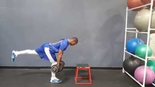 Dumbbell Single Leg Reverse Deadlift Clean to Box Step [upl. by Enelehs]