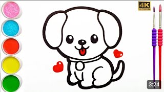 Cute Puppy Drawing Painting amp Coloring For Kids and Toddlers Child Art [upl. by Hiroshi768]