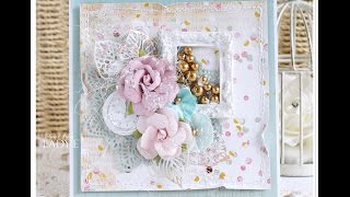 Shabby Chic Card Tutorial Prima Marketing  Emilia Sieradzan [upl. by Esenaj]