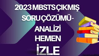 2023 mbsts soru çözümü analizi Tek Part [upl. by Rehpotisrhc929]