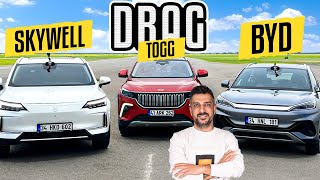 Togg Drag Yarışında  Togg T10X  BYD Atto3  Skywell ET5 [upl. by Llerrad]