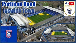 Ep57 Portman Road Stadium by drone Home of Ipswich Town Promoted to Championship for 2324 season [upl. by Gilbertine]