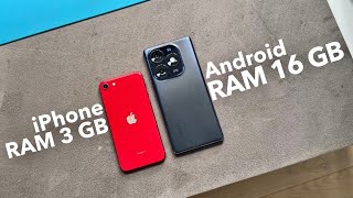 Review Nekat iPhone RAM 3 GB VS Android RAM 16 GB Menang mana [upl. by Meean]