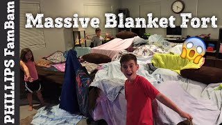 OUR EPIC BLANKET FORT TOUR  WORLDS LARGEST BLANKET FORT  PHILLIPS FamBam Vlogs [upl. by Ronyar941]