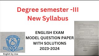 DEGREE 2nd Year NEW SYLLABUS III SEMESTER ENGLISH PAPER PATTERN  OSMANIA UNIVERSITY [upl. by Gnourt]