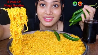 Eating 5 pack of masala maggi noodles With Green Chillies  Indian Maggi Eating Challenge [upl. by Naaitsirhc465]