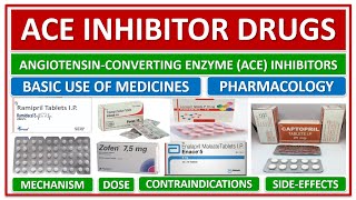 ACE INHIBITOR DRUGS ANGIOTENSINCONVERTING ENZYME INHIBITORS PHARMACOLOGY MECHANISM SIDE EFFECTS [upl. by Arno]