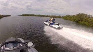 Yamaha FX SHO Cruiser versus Kawasaki STX 15F  top speed running head to head [upl. by Ramat239]