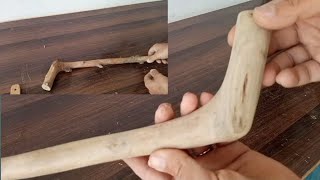 How to make a walking stick at homeMaking of cane walking stickWooden Handmade walking stick [upl. by Anirahc]