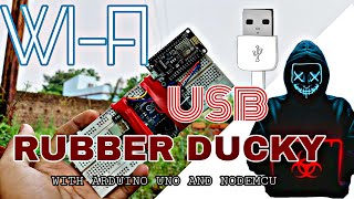 WIFI USB Rubber Ducky With Arduino UNO And Nodemcu ARDUINO UNO AS HID how to make rubber ducky usb [upl. by Tirrag]