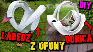 🦢 ŁABĘDŹ i DONICA 🌼 z OPONY jak zrobić SAMEMU w domu PORADNIK DIY 👍MikO [upl. by Yasdnil]