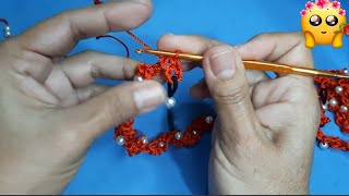 Como tejer un cordon Sujetador de lentes o gafas a crochet con perlitas paso a paso [upl. by Bernette]