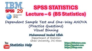 Lecture 6 OneWay ANOVA Paired ttest Visual Binning BS Statistics 2125 GU DGK  Urdu [upl. by Baldwin]