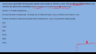 Formulación inorgánica 14 Oxidos metálicos nomenclatura tradicional [upl. by Scales]