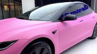 CAXVINYL Factory Direct HD PET Liner Flat Matte Pink Car Wrap [upl. by Harlan230]