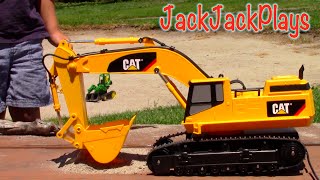 RC Excavator Toy UNBOXING Construction Trucks and Diggers Pretend Play  JackJackPlays [upl. by Akemahs301]