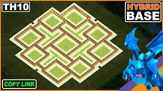 BEST TH10 Hybrid Base COPY LINK  COC Town Hall 10 TrophyWarFarming Base Design  Clash of Clans [upl. by Isobel]