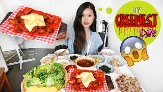 SPICY FIRE CHICKEN  CHEESE  KOREAN BANCHAN MUKBANG  STORYTIME [upl. by Landers]