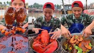 Chinese Fisherman Cooking and Eating seafood Mukbang Fresh [upl. by Yendirb99]