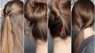 Tutoriel Coiffure n°22   4 Coiffures Simples Rapides et Pratiques pour tous les jourscours [upl. by Oos]