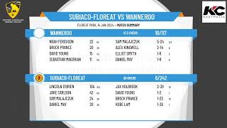 WA Premier Cricket  Graham McKenzie Shield Male Under 14s  Rd5  SubiacoFloreat v Wanneroo [upl. by Lyram]