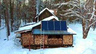 Our overnight trip to the OFF GRID cabin Canadian Winter [upl. by Nevetse]