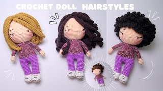 Easy hairstyles tutorial for Amigurumi dolls  Customizable hair for crochet dolls [upl. by Cini]