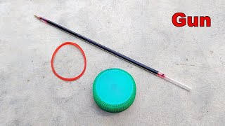 How to make rubber band pen gun  Pen slingshot [upl. by Erbma]