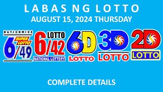 9pm Lotto Result Today August 15 2024  PCSO Complete Details [upl. by Tsugua]