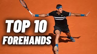 Top 10 Greatest Tennis Forehands In History  ATP Forehand Slow Motion Technique [upl. by Allemaj589]