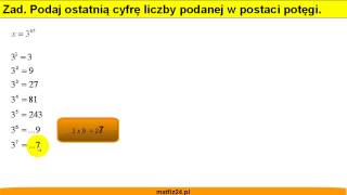 Podaj ostatnią cyfrę liczby danej w postaci potęgi  Zadanie  Matfiz24pl [upl. by Reivaz411]