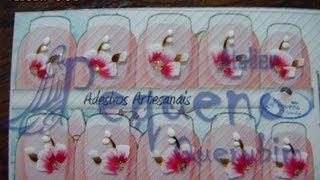 Adesivos Artesanais de Unhas\Tutorial Flor de Canto em Carga Dupla Iniciantes [upl. by Mabelle667]