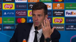 LILLE  JUVE 11 Thiago Motta quotvolete creare polemica su Vlahovicquot in conferenza stampa [upl. by Aelyk]