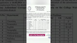 Kirori Mal College Recruitment  Assistant Professor 2024 [upl. by Treborsemaj]