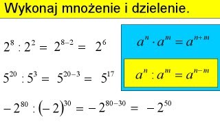 Mnożenie i dzielenie potęg  Działania na potęgach  Matfiz24pl [upl. by Donielle561]