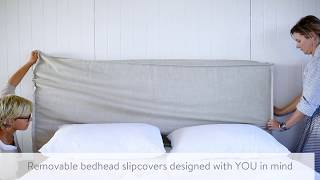 Linen Bed Styling Using Bedhead Slipcovers To Change the Look of Your Room [upl. by Anaynek]