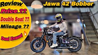 JAWA 42 BOBBER DETAILED REVIEW  Double Seat  Features Mileage Price [upl. by Delaryd564]