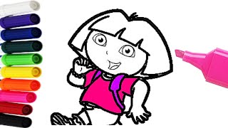 Dibuja y Colorea Dora la Exploradora 🎈 How to Draw DORA THE EXPLORER  DIBUJOS PARA NIÑO DE 5 AÑOS🌈 [upl. by Dunkin]