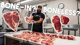 Bone in vs Boneless Steaks How to be a Steak Expert The Bearded Butchers [upl. by Orenid]